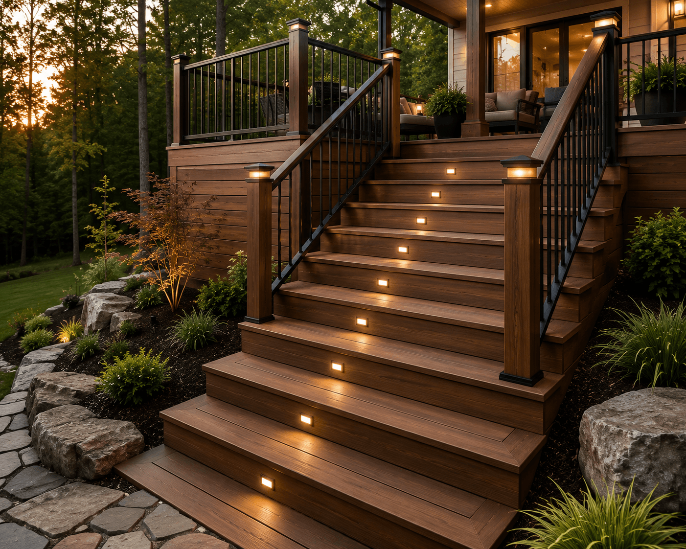 Well-proportioned deck stairs designed for safe everyday access