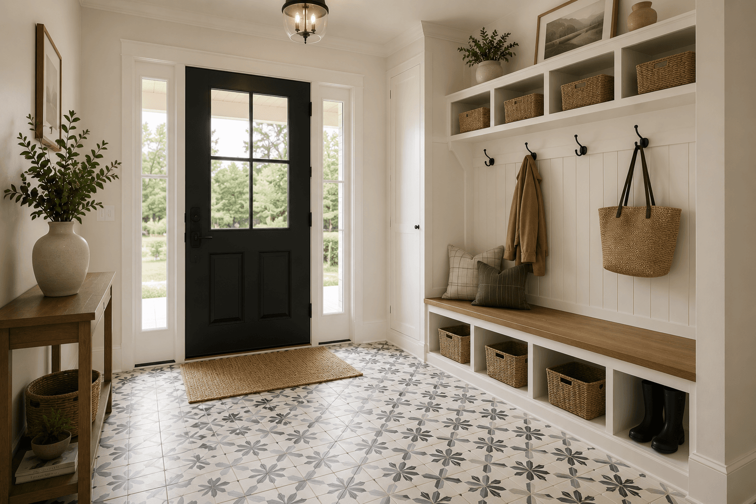 Hardwood flooring installation in a residential living space