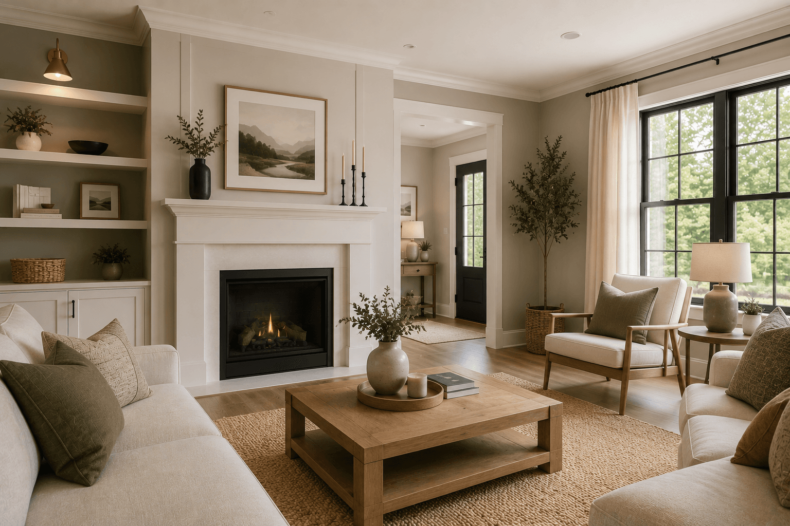 Completed interior painting project with clean walls and trim