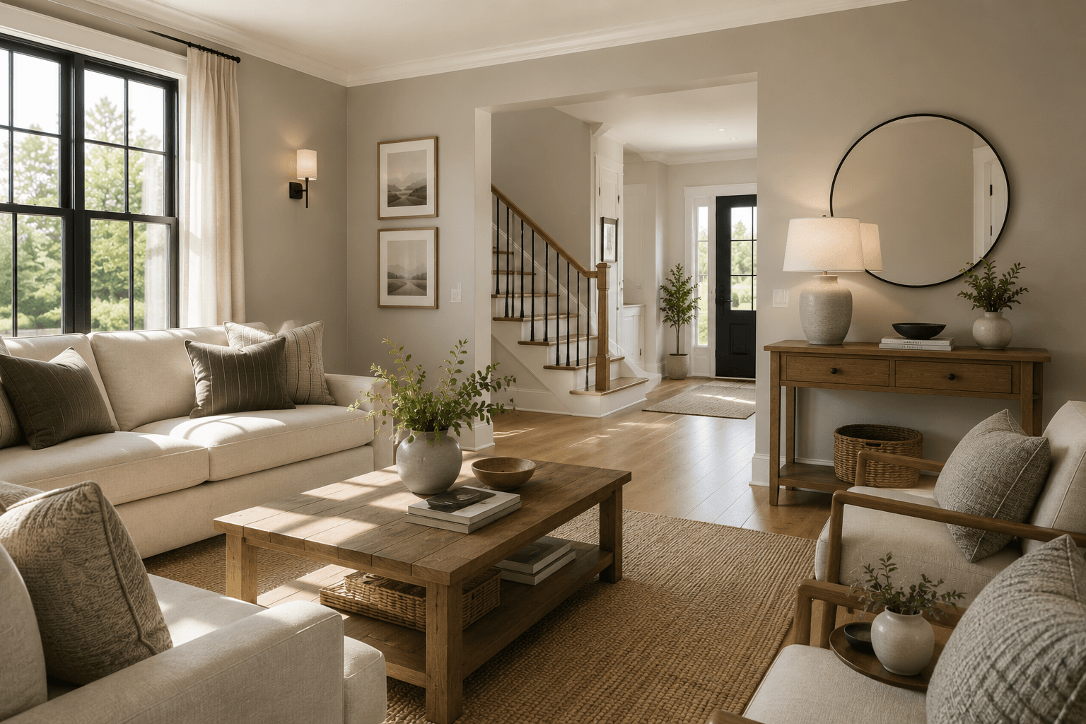 Freshly painted interior walls in a residential living space