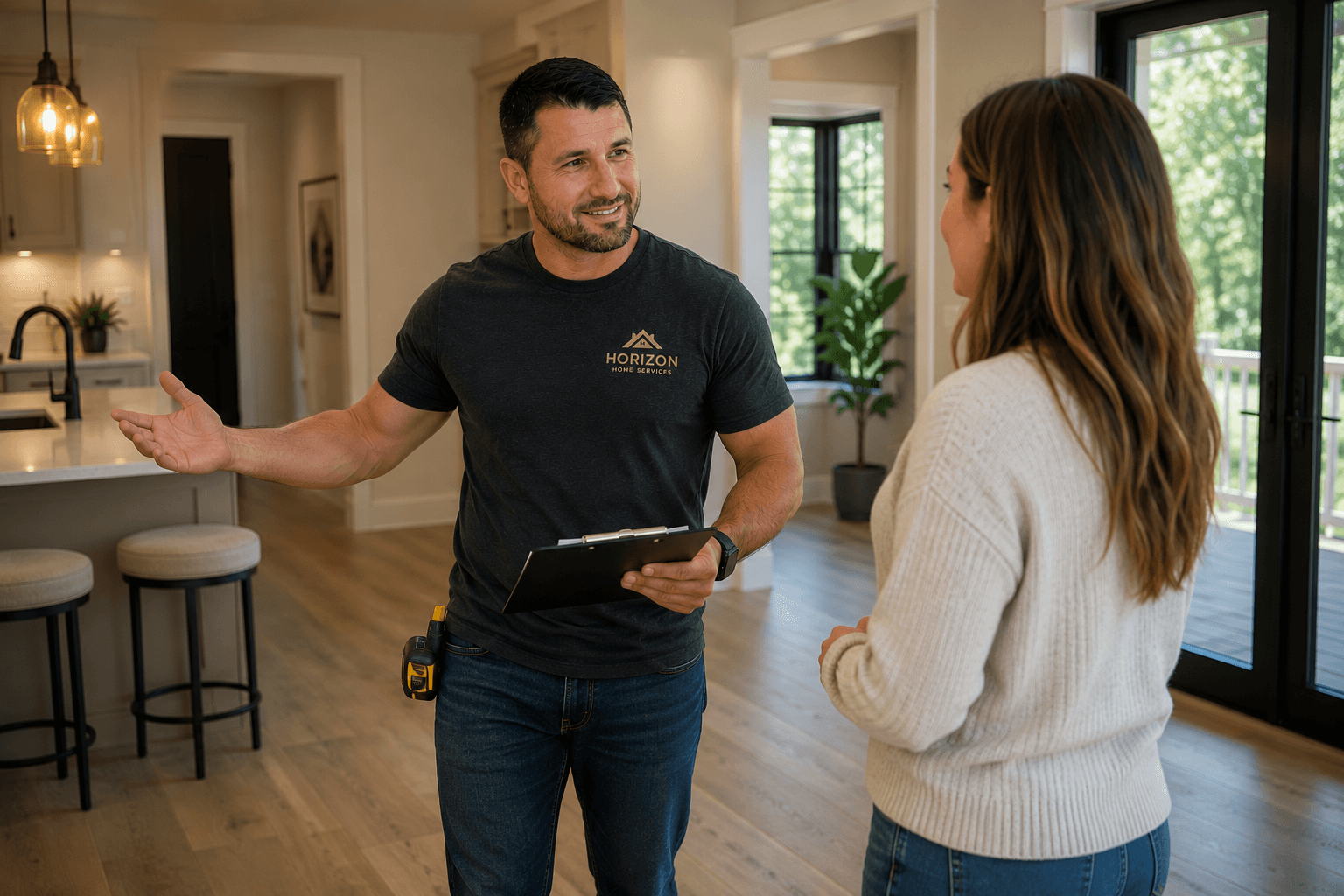 Final project walkthrough with a satisfied homeowner