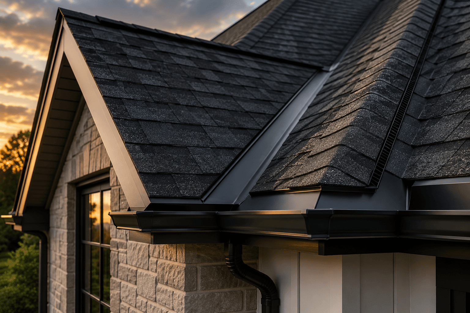 Roofing detail work including flashing and edge treatment
