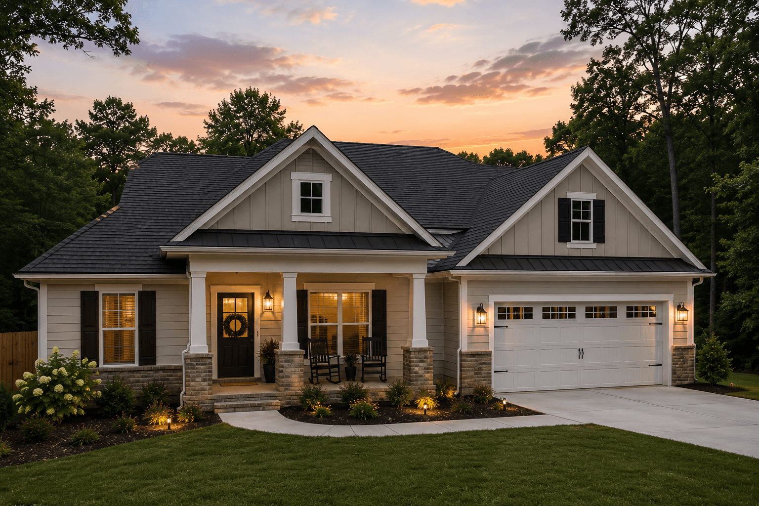 Finished roofing system selected to protect the home