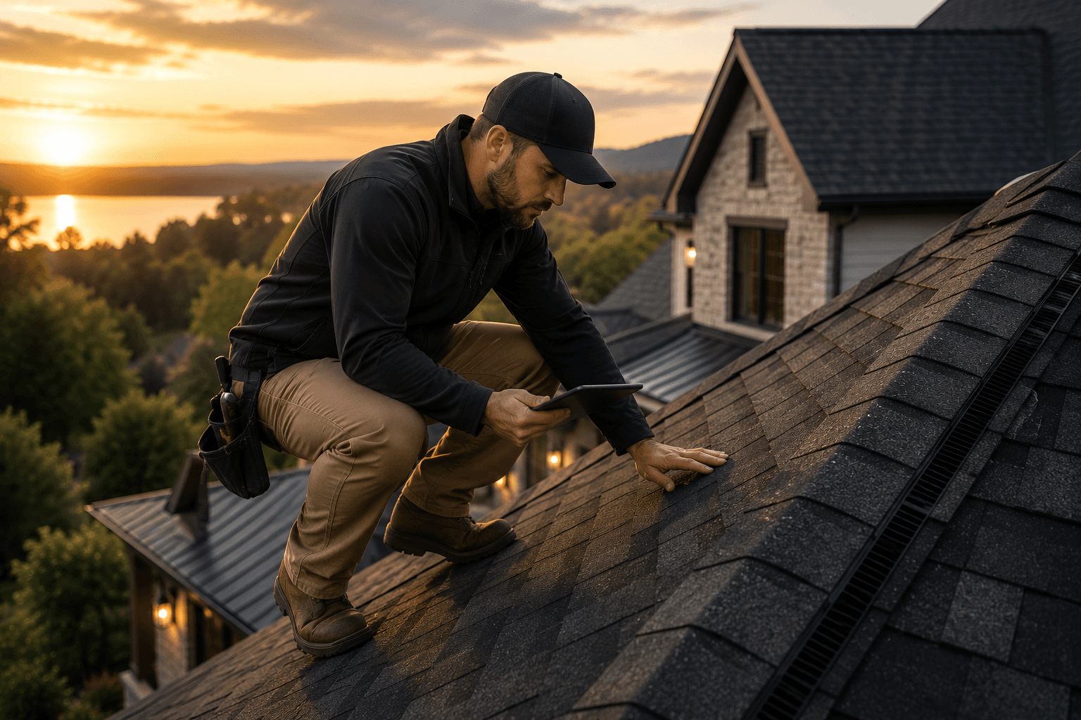Roof inspection reviewing visible conditions and problem areas