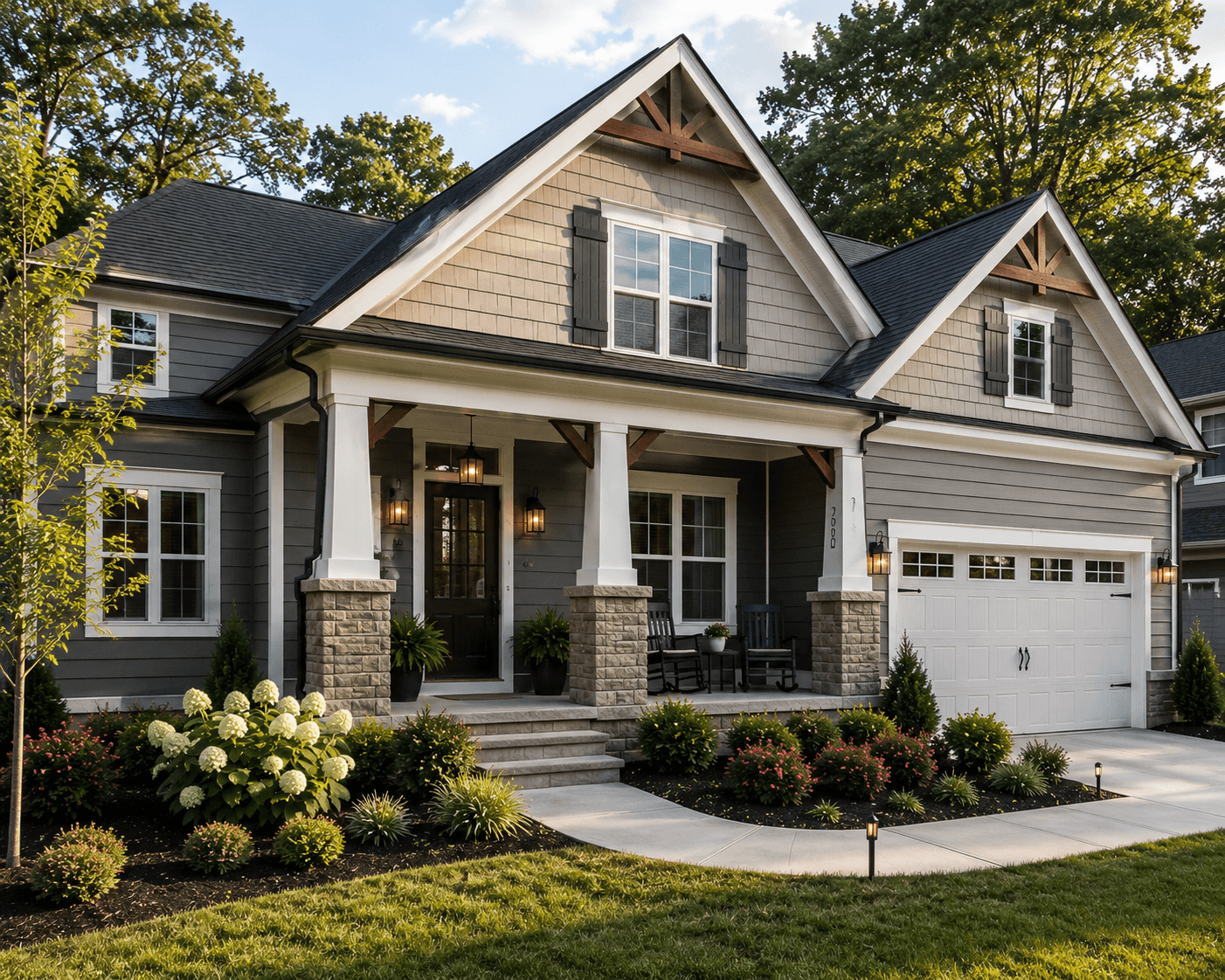 Fiber cement or vinyl siding selected for the home style