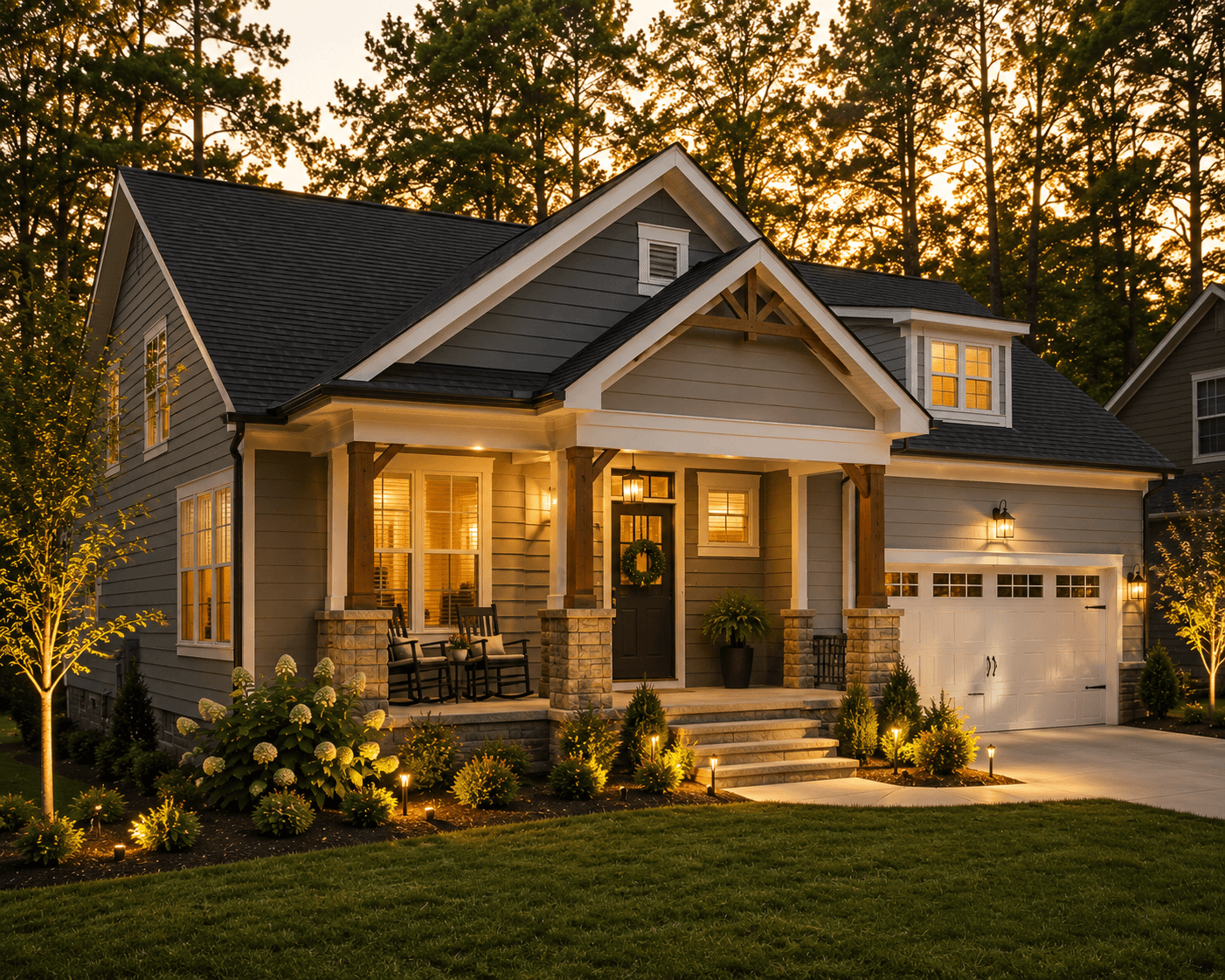 Finished exterior with updated siding and trim details
