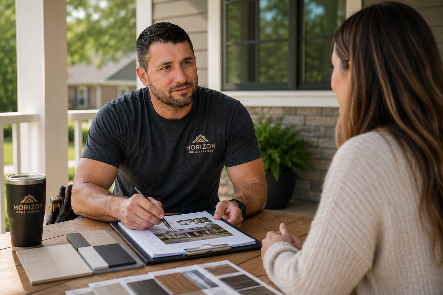 Initial home renovation consultation with a homeowner