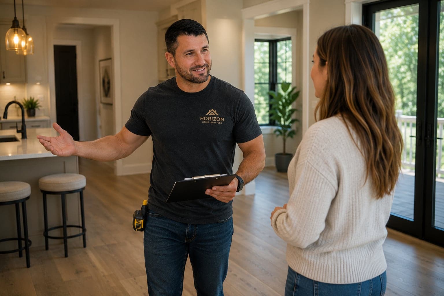 Final project walkthrough with a satisfied homeowner